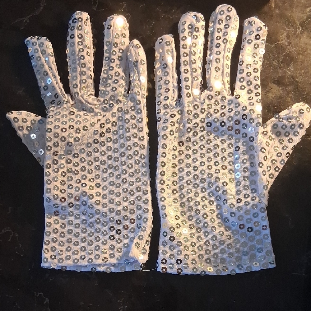 Silver Sequin Gloves